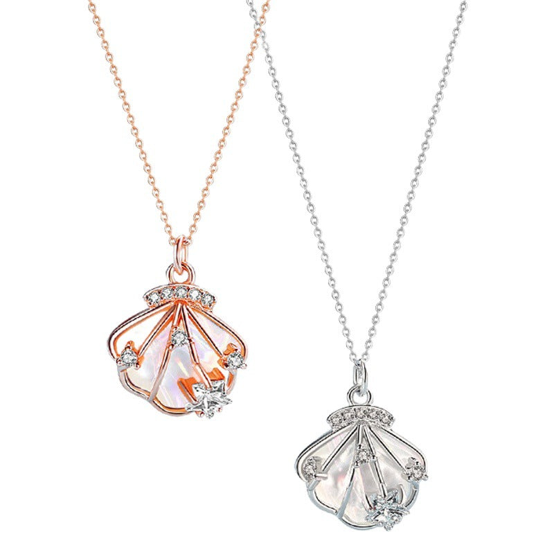 Original Chuangyi Beizi Sterling Silver 925 Necklace Female Niche Design Valentine's Day Light Luxury Ins Style Shell Clavicle Chain