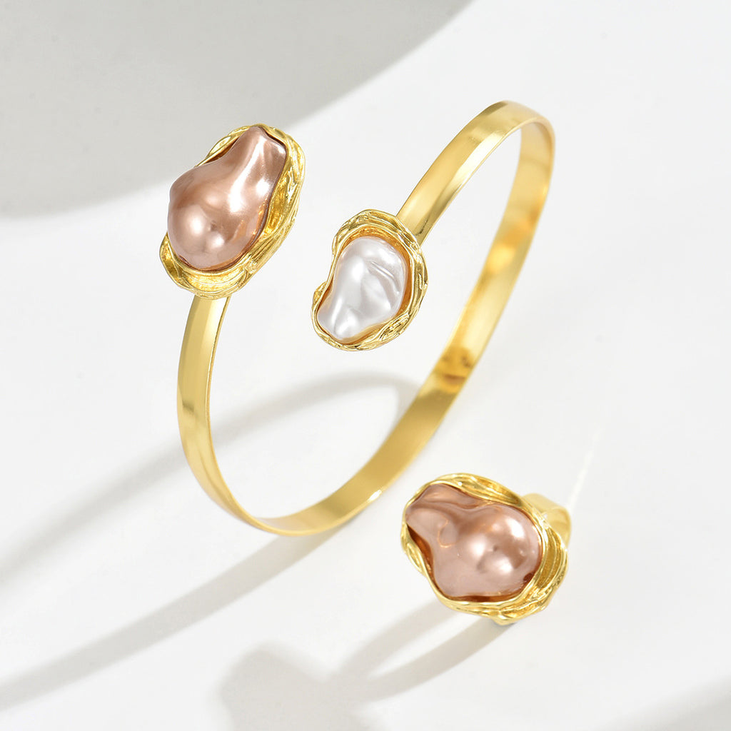 Irregular Pearl-Effect Open Cuff Jewelry — product image 3