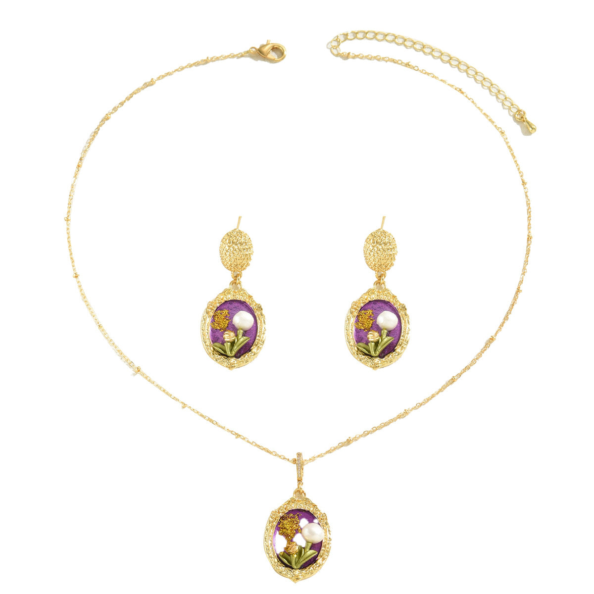 Purple Floral Oval Jewelry — product image 5