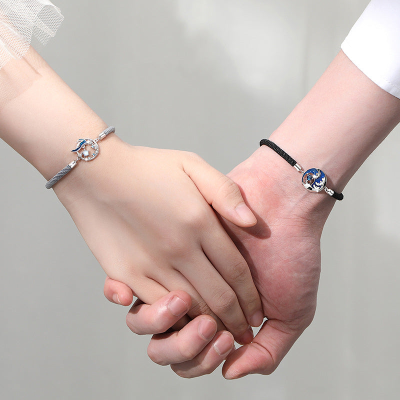 Armband aus 925er Sterlingsilber – Fischschwanz und Stern und Glasdetail