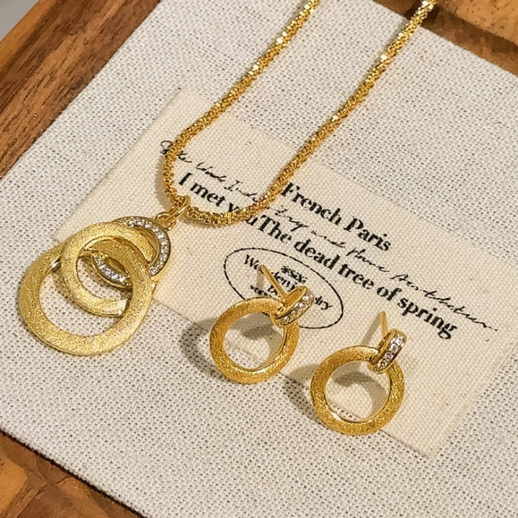 Ring Buckle Sterling Silver 925 Necklace Light Luxury High-Grade Brushed Double Ring Sweater Chain Ins Mobius Ring Pendant