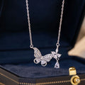 Butterfly Pure Silver 999 Necklace Female Niche Design Light Luxury Flower Zircon Clavicle Chain Small Red Book Same Pendant