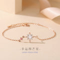 Star Sterling Silver 925 Bracelet Women's Fashion Versatile White Fritillary Bracelet Ins Style Girlfriends Five-Pointed Star Bracelet
