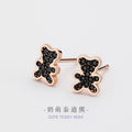 Cute Teddy Bear Sterling Silver 925 Stud Earrings Female Niche Design Light Luxury Full Diamond Zircon Earrings Ins Lovely Earrings