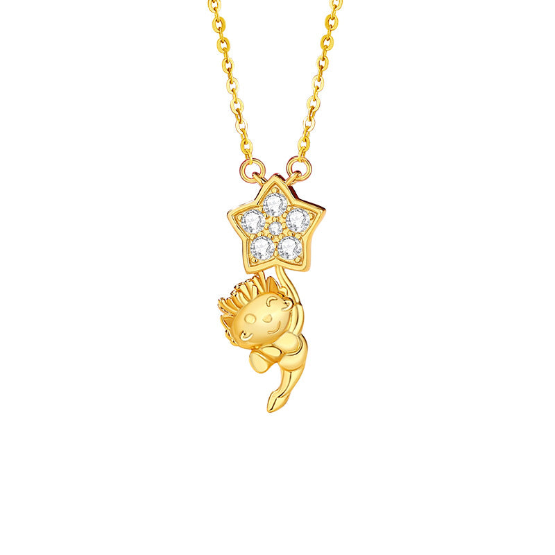 Cute Little Dragon S925 Silver Necklace Female Niche Design Light Luxury Zodiac Star Clavicle Chain Birth Year Pendant