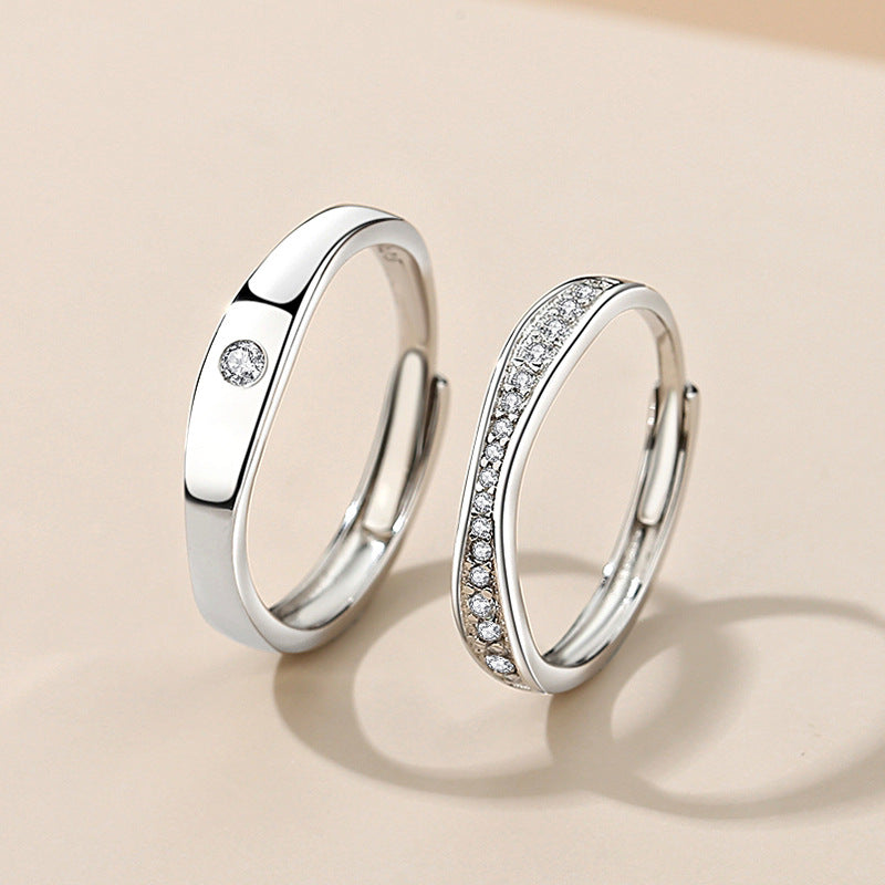 Life Love Sterling Silver 925 Couple Ring Fashion Versatile Zircon Plain Ring Ins Style Mobius Ring