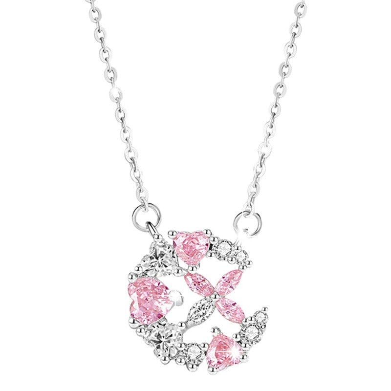 Collana in argento sterling 925 – farfalla e zirconi rosa